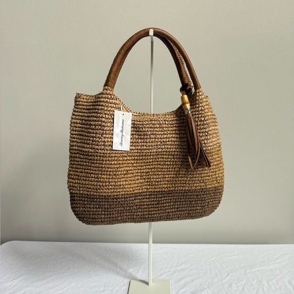 Tommy Bahama Handbags - Tommy Bahama Brown Woven Straw Tote with Tassel